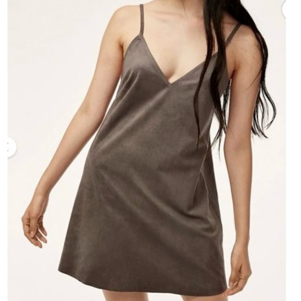 Aritzia Wilfred Free Vivienne Faux Suede Mini Dress Size XS Luxe Indie